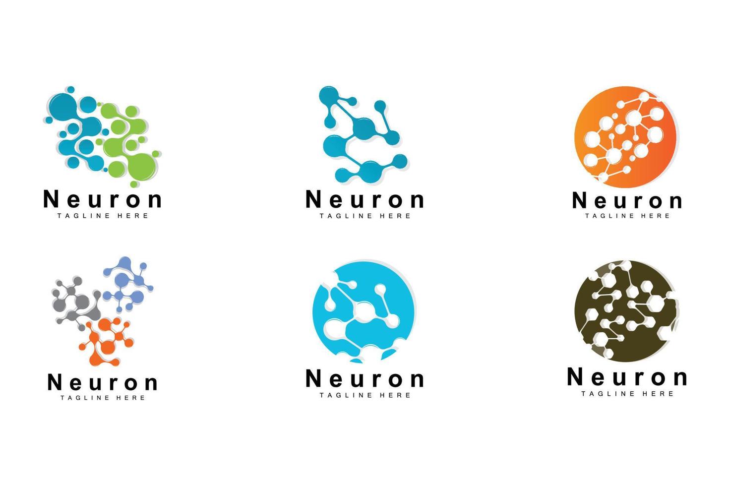 Neuron Logo Design Vector nerve cell illustration Molecular DNA health brand