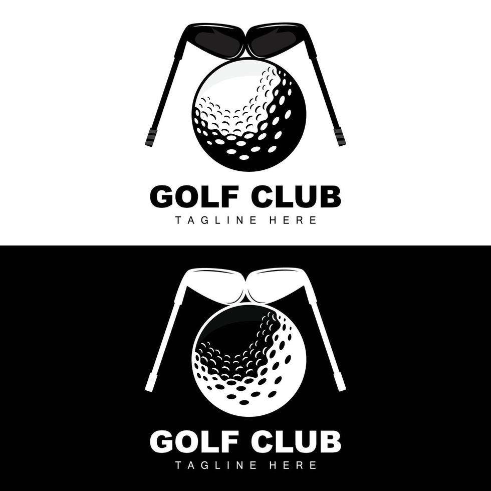 vector icon logo golf ball, stick, and golfing. Outdoor Games, retro concept illustration