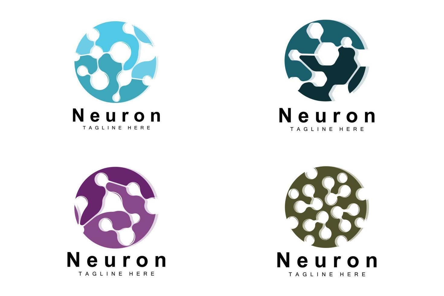 vector de diseño de logotipo de neurona ilustración de células nerviosas marca de salud de adn molecular