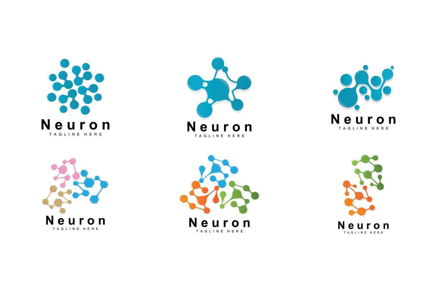 Neuron Logo Design Vector nerve cell illustration Molecular DNA health brand