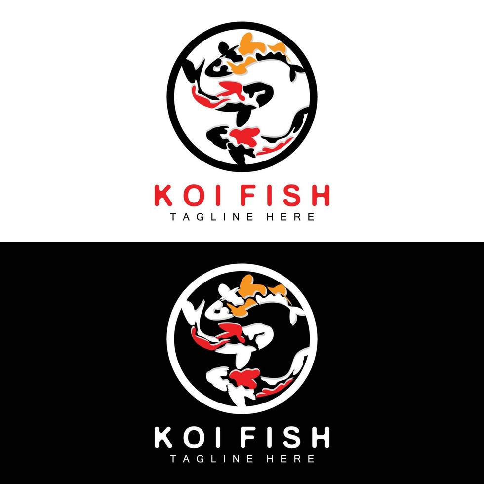 Koi Fish Logo Design, Chinese Lucky And Triumph Ornamental Fish Vector, Company Brand Gold Fish Icon vector