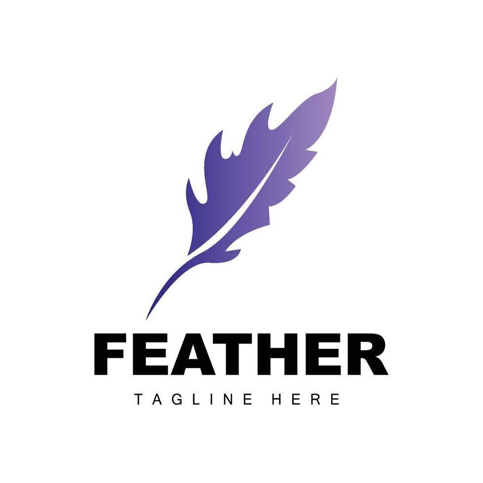 Feather Logo, Abstract Simple Feather Design, Wing Feather Vector, Pencil Stationery, Simple Icon vector