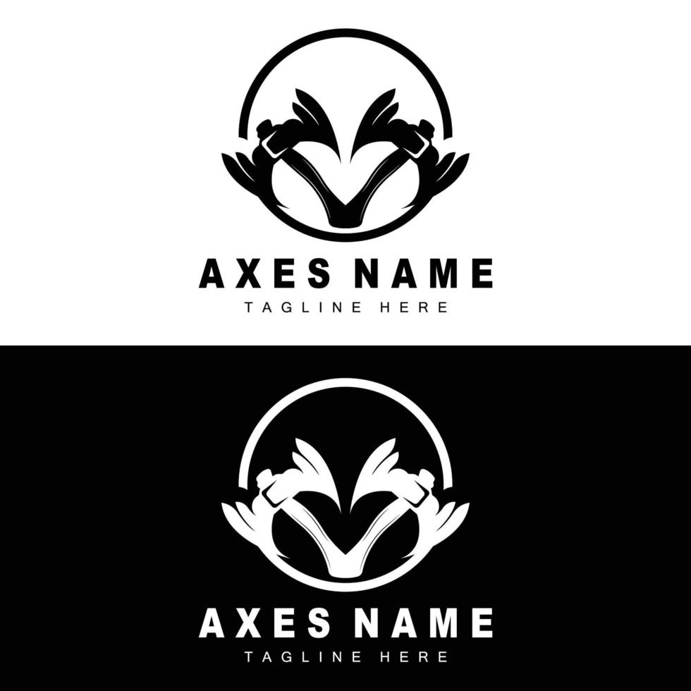 Ax Logo Design, War Tool Illustration and Woodcutter Vector