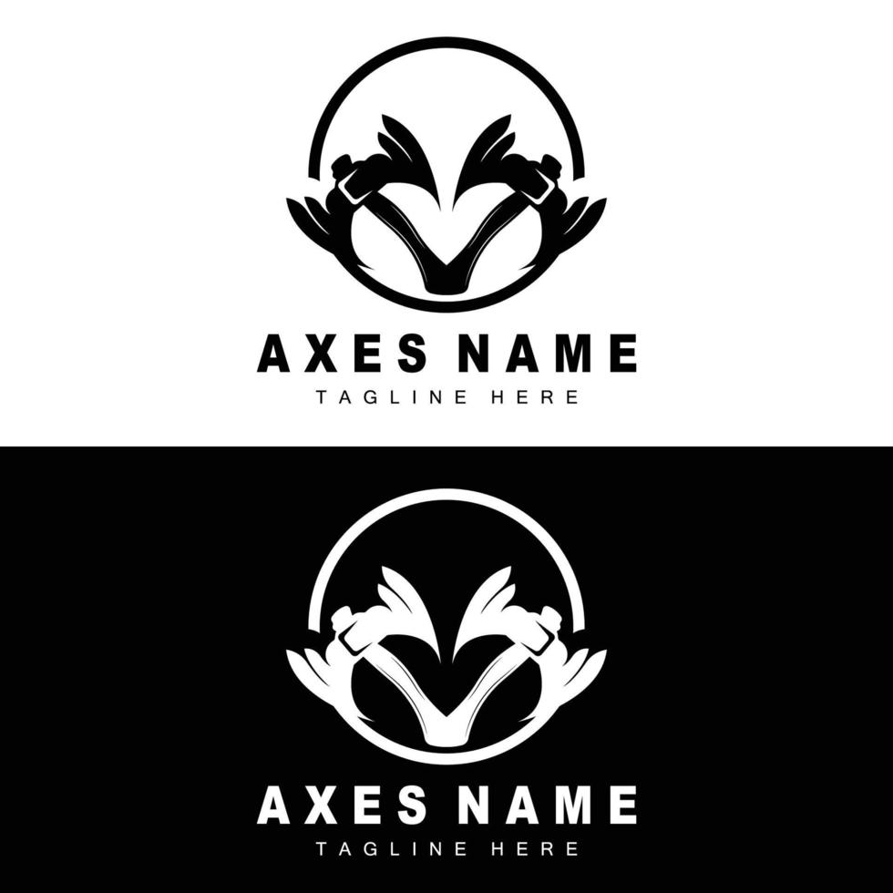 Ax Logo Design, War Tool Illustration and Woodcutter Vector