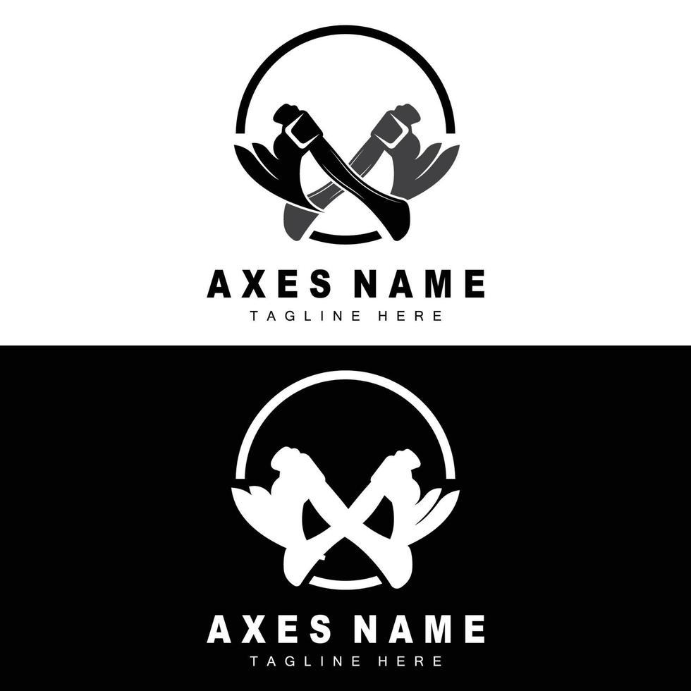 Ax Logo Design, War Tool Illustration and Woodcutter Vector