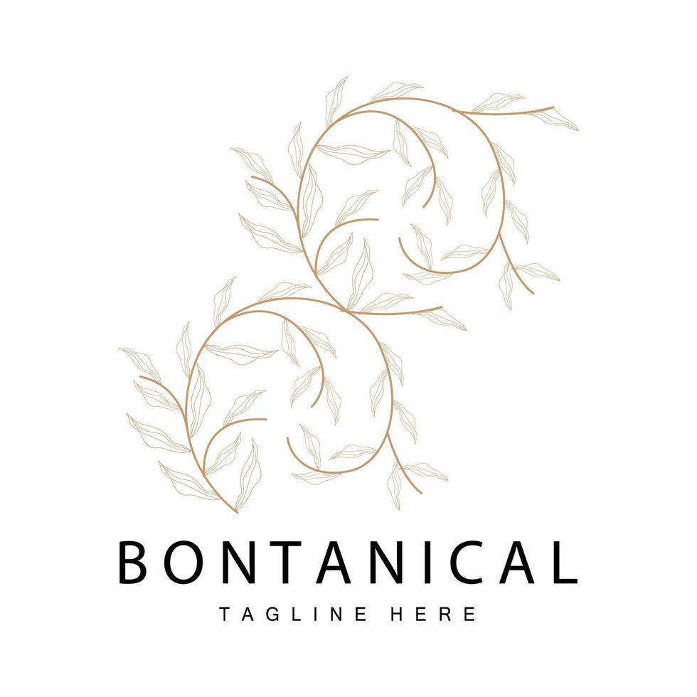 botánico logo, naturaleza planta diseño, flor planta icono vector con línea modelo