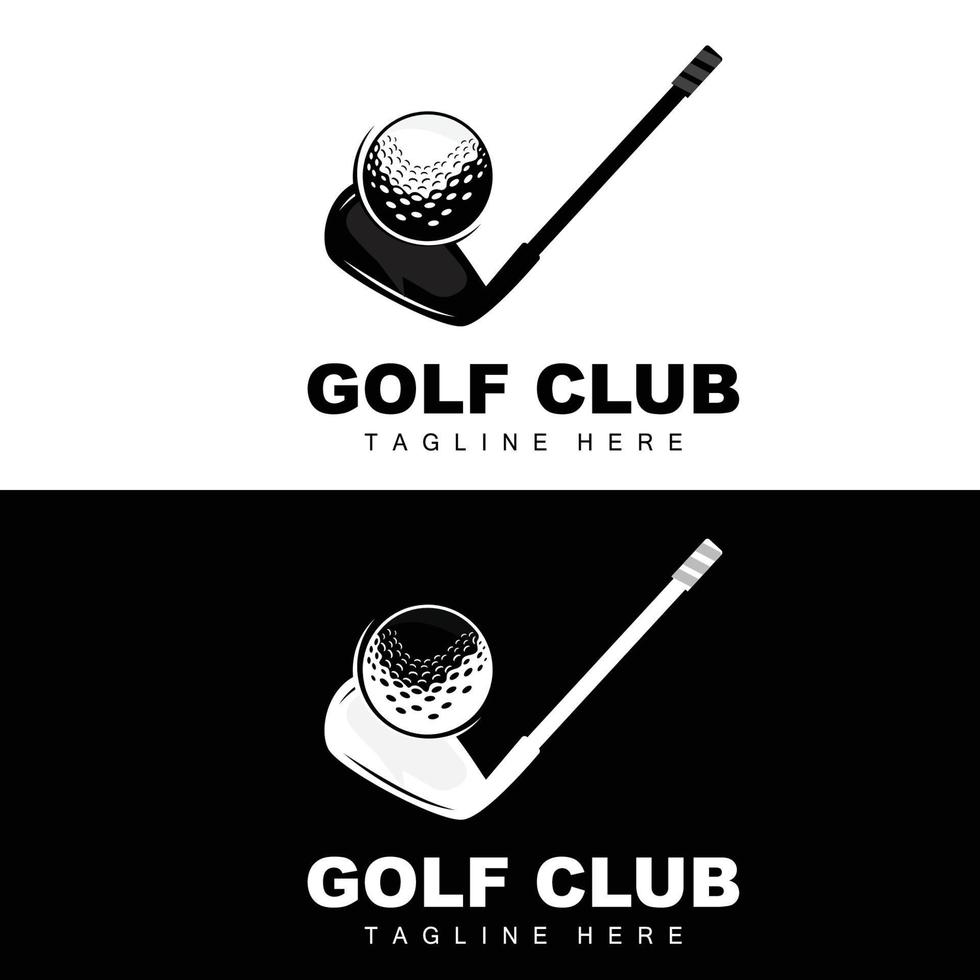 vector icono logo pelota de golf, palo y golf. juegos al aire libre, ilustración de concepto retro