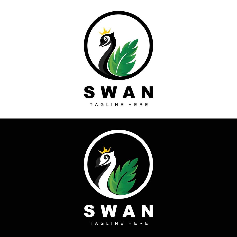 Swan Logo Design, Duck Animal Illustration, Company Brand Template Vector