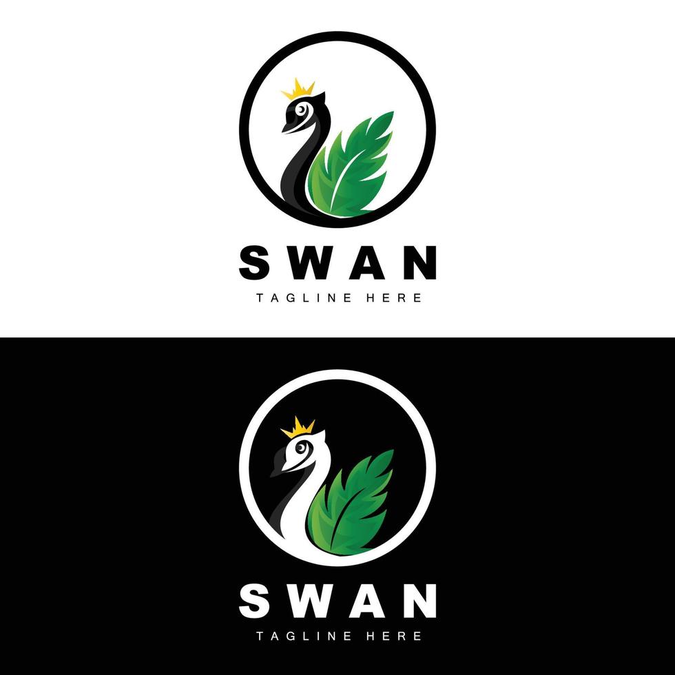 diseño de logotipo de cisne, ilustración de animales de pato, vector de plantilla de marca de empresa