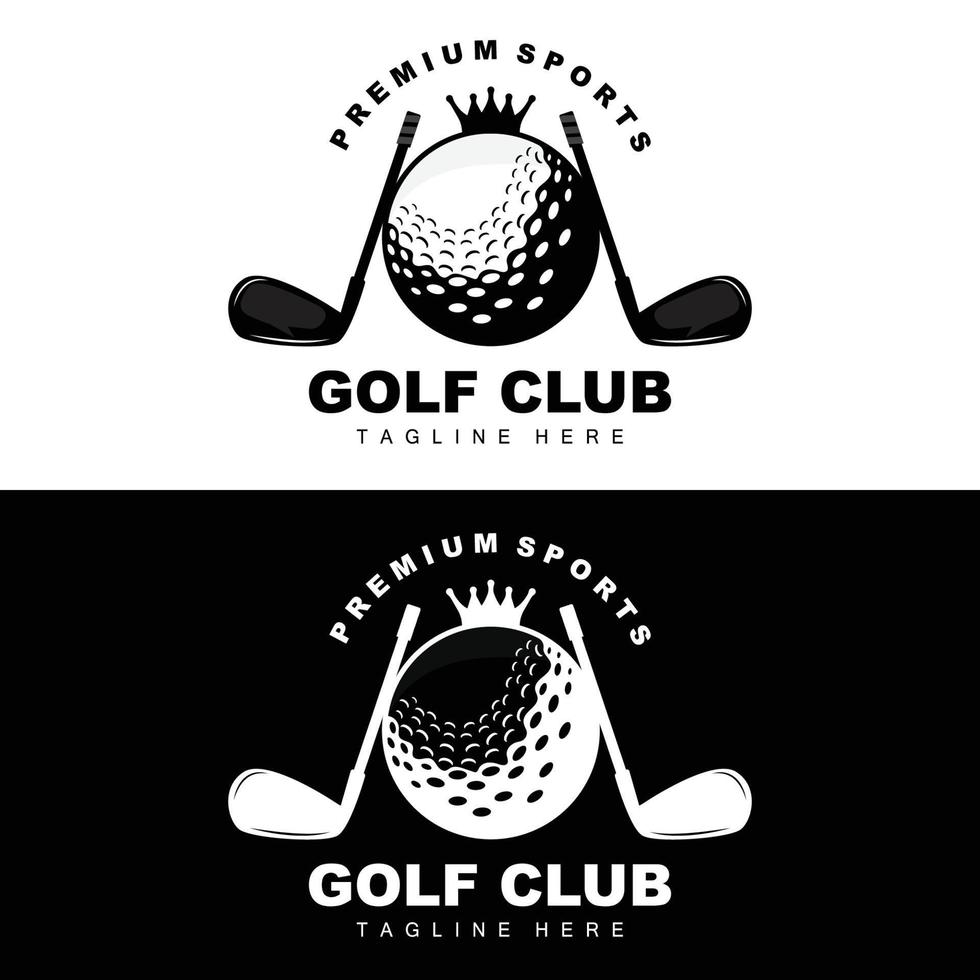 vector icon logo golf ball, stick, and golfing. Outdoor Games, retro