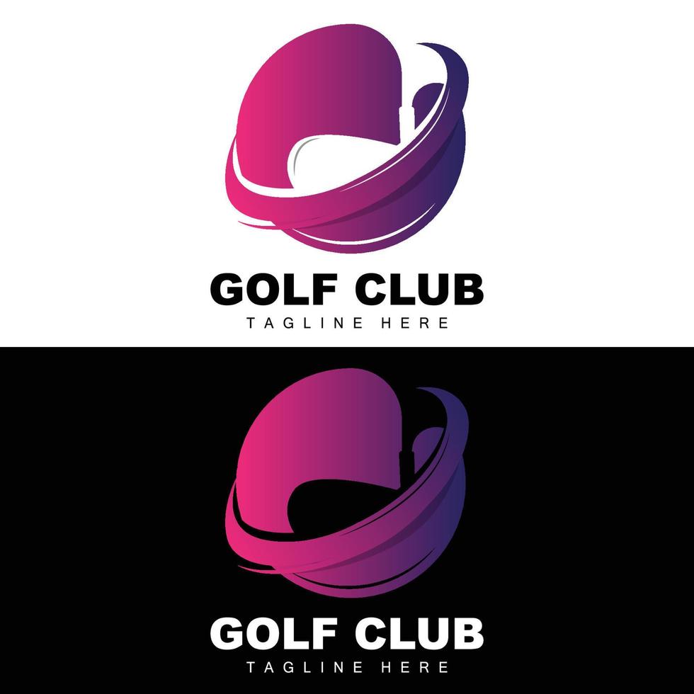 vector icon logo golf ball, stick, and golfing. Outdoor Games, retro concept illustration