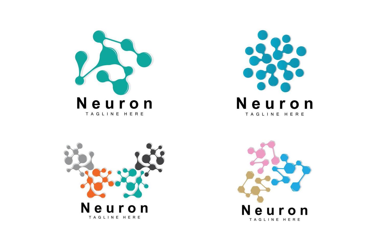 Neuron Logo Design Vector nerve cell illustration Molecular DNA health brand