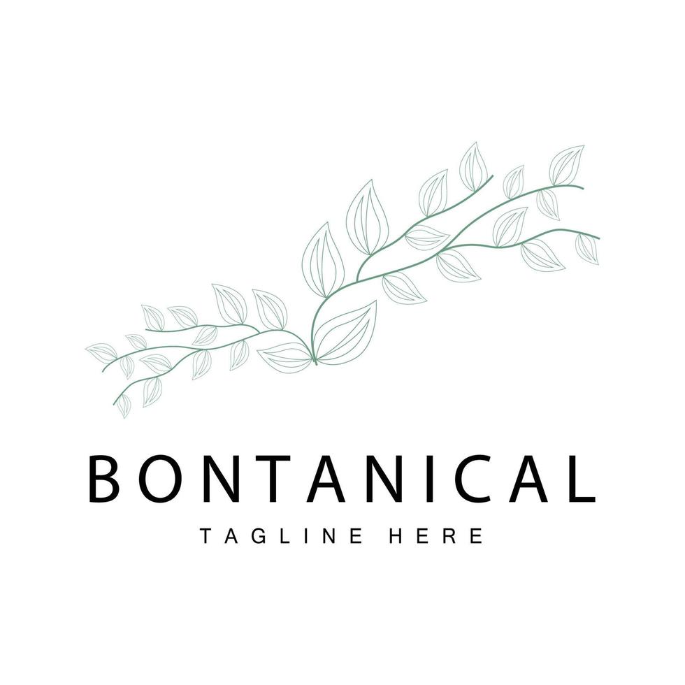 botánico logo, naturaleza planta diseño, flor planta icono vector con línea modelo