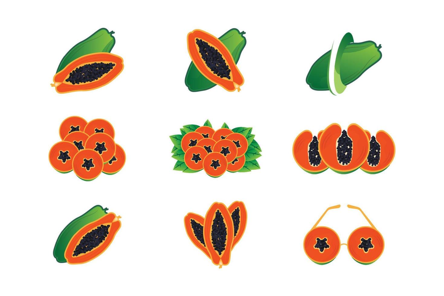 diseño de logotipo de papaya, vector de fruta de vitamina, icono de ilustración de marca de producto de fruta