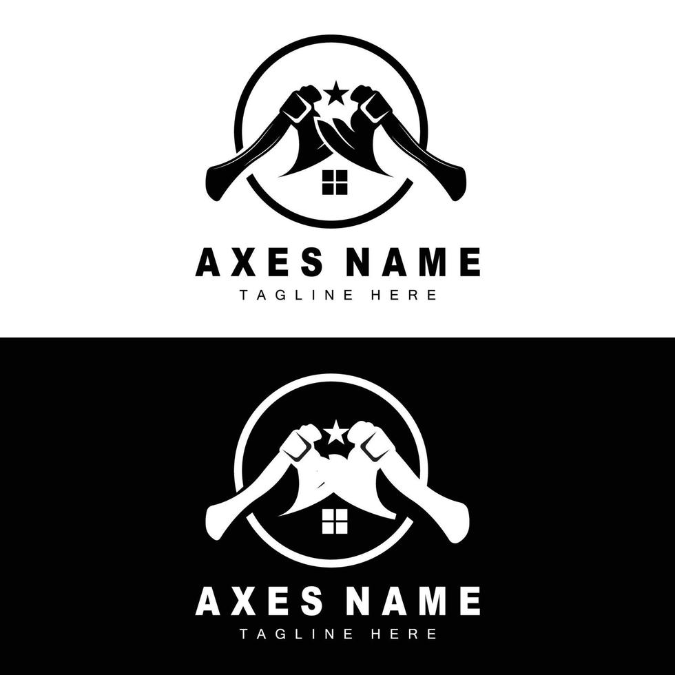 Ax Logo Design, War Tool Illustration and Woodcutter Vector