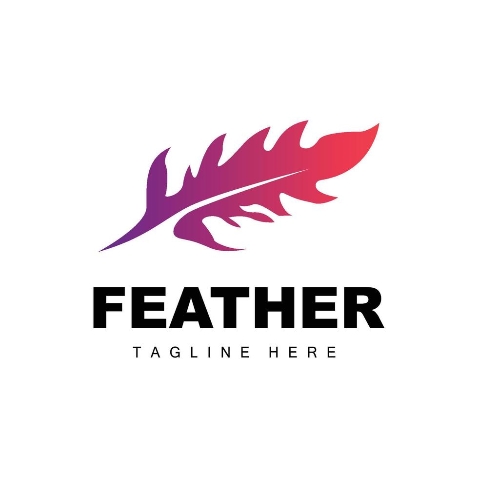 Feather Logo, Abstract Simple Feather Design, Wing Feather Vector, Pencil Stationery, Simple Icon vector