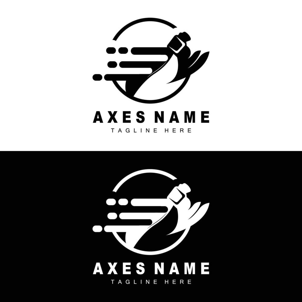 Ax Logo Design, War Tool Illustration and Woodcutter Vector