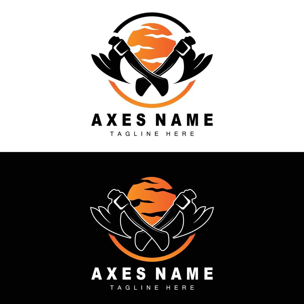 Ax Logo Design, War Tool Illustration and Woodcutter Vector