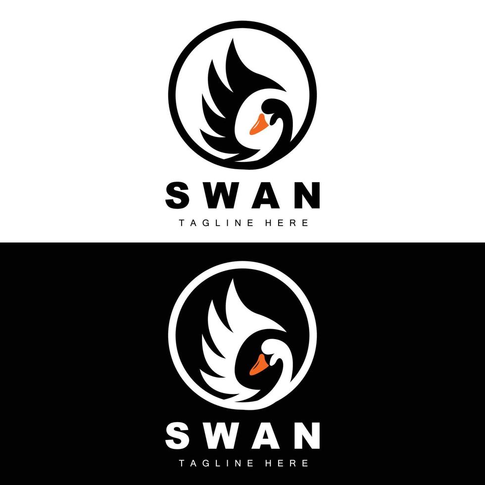 Swan Logo Design, Duck Animal Illustration, Company Brand Template Vector