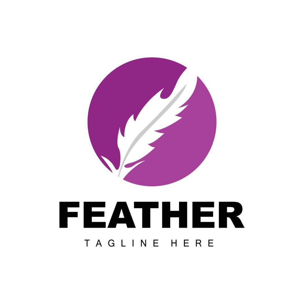 Feather Logo, Abstract Simple Feather Design, Wing Feather Vector, Pencil Stationery, Simple Icon vector