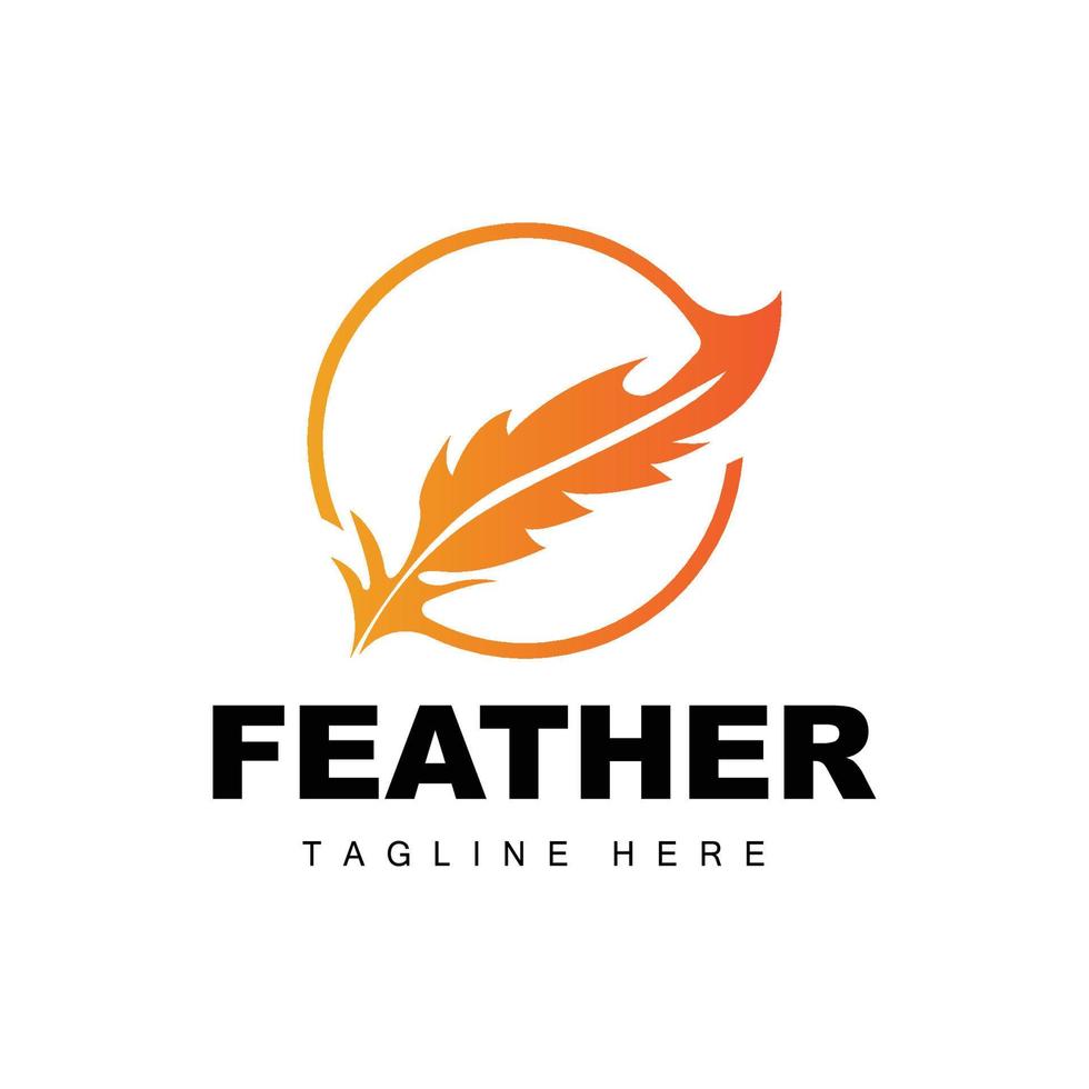Feather Logo, Abstract Simple Feather Design, Wing Feather Vector, Pencil Stationery, Simple Icon vector