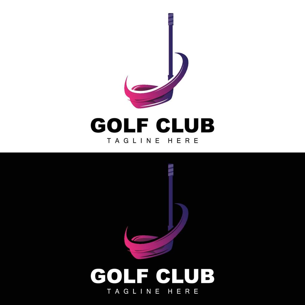 vector icon logo golf ball, stick, and golfing. Outdoor Games, retro