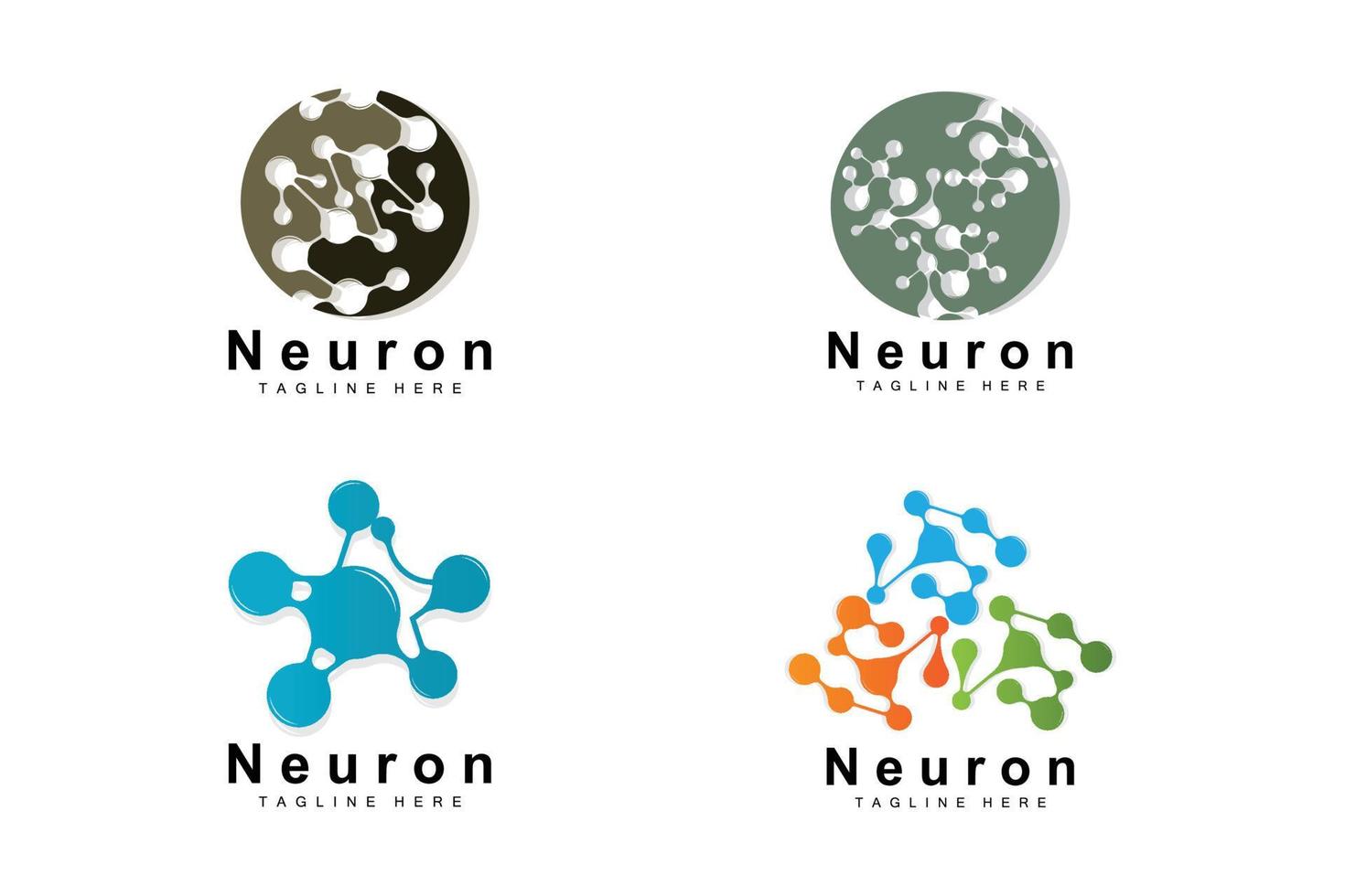 vector de diseño de logotipo de neurona ilustración de células nerviosas marca de salud de adn molecular