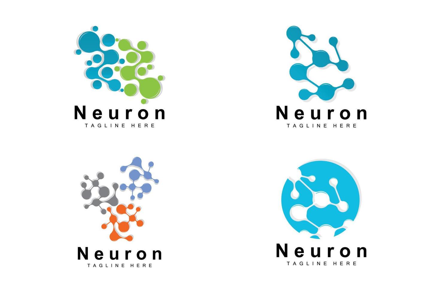 Neuron Logo Design Vector nerve cell illustration Molecular DNA health brand