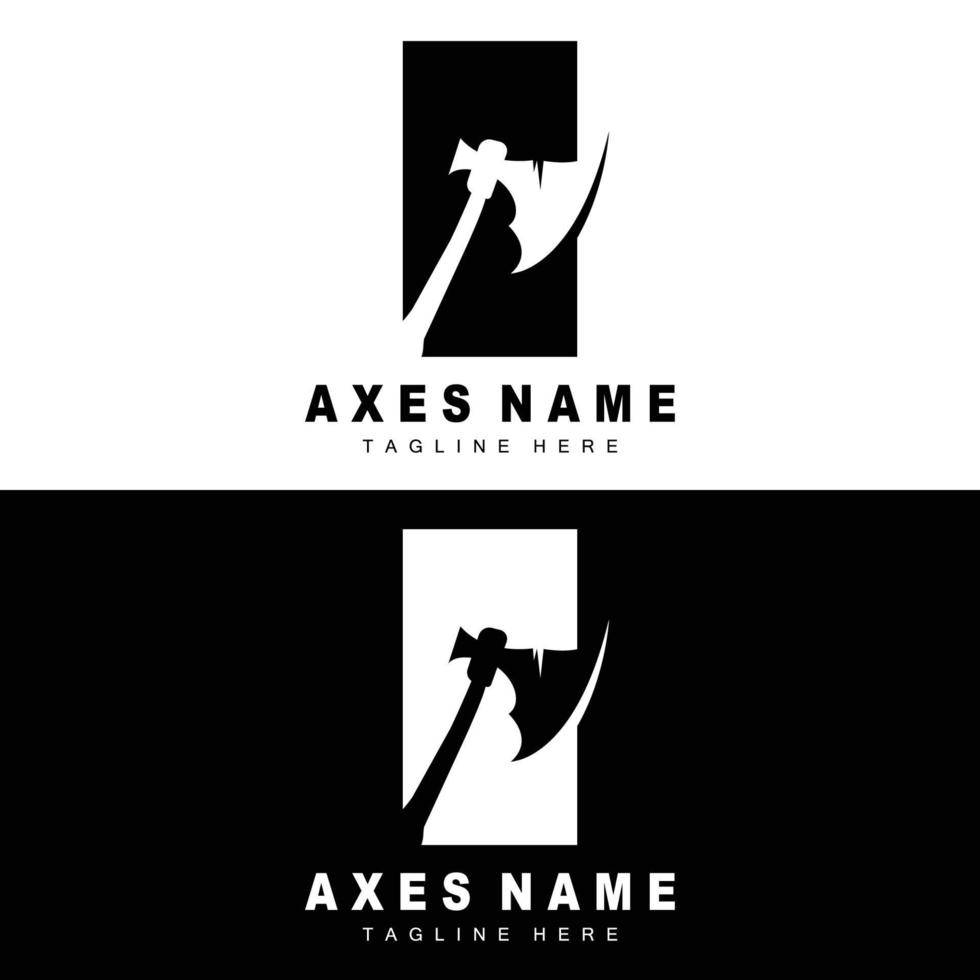 Ax Logo Design, War Tool Illustration and Woodcutter Vector