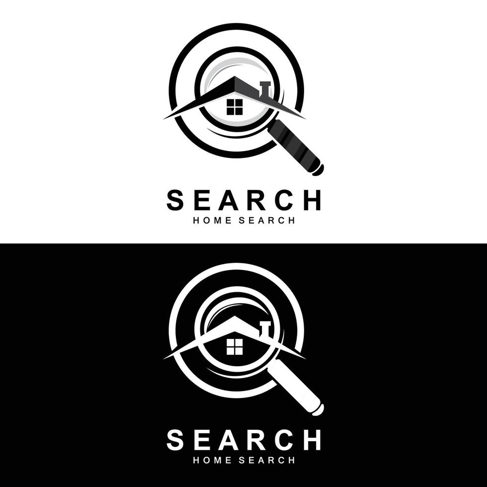 Search Logo Design, Detective Illustration, Home search, Glass Lens, Company Brand Vector