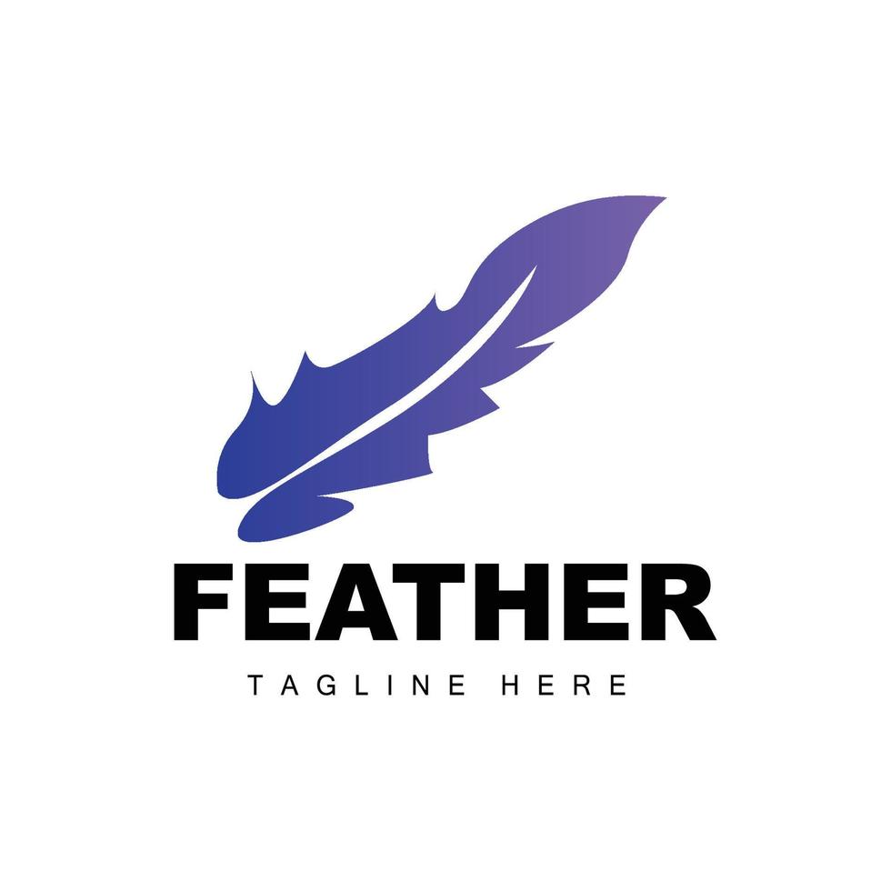 Feather Logo, Abstract Simple Feather Design, Wing Feather Vector, Pencil Stationery, Simple Icon vector