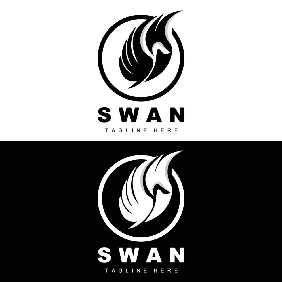 Swan Logo Design, Duck Animal Illustration, Company Brand Template Vector
