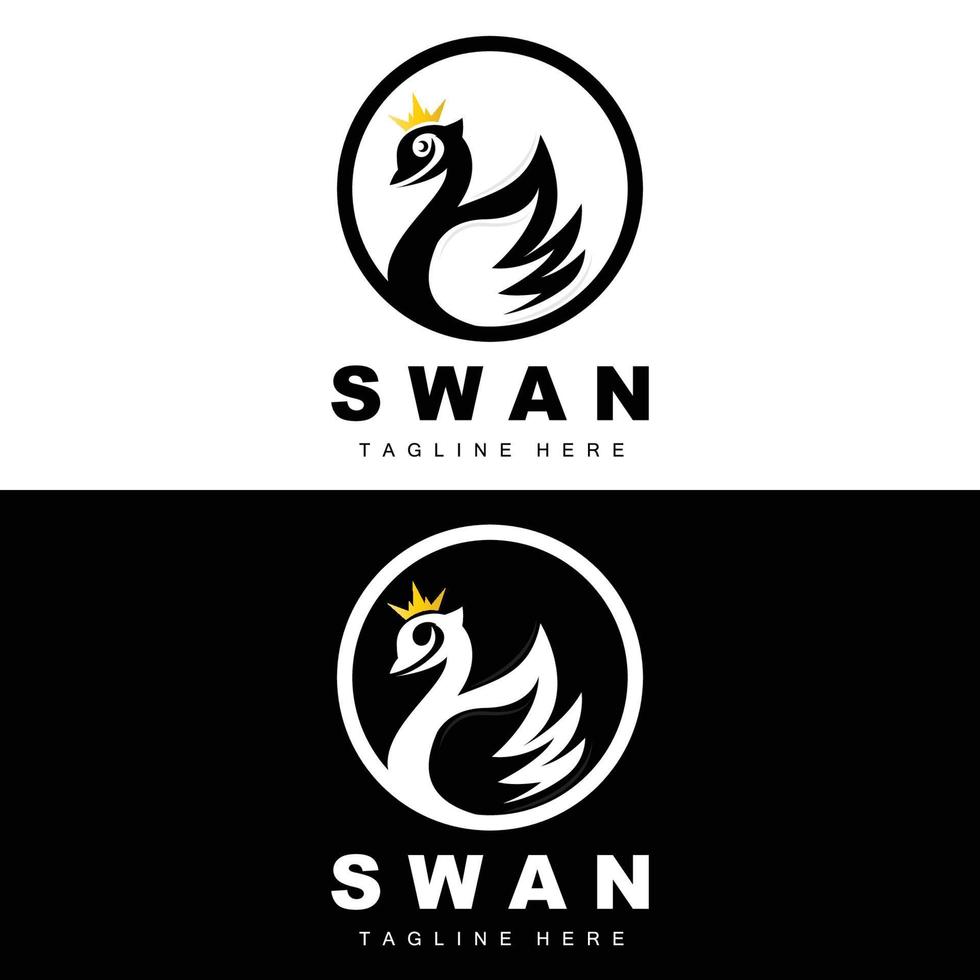 Swan Logo Design, Duck Animal Illustration, Company Brand Template Vector