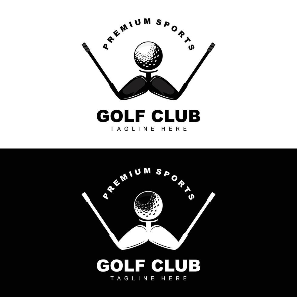 vector icono logo pelota de golf, palo y golf. juegos al aire libre, ilustración de concepto retro