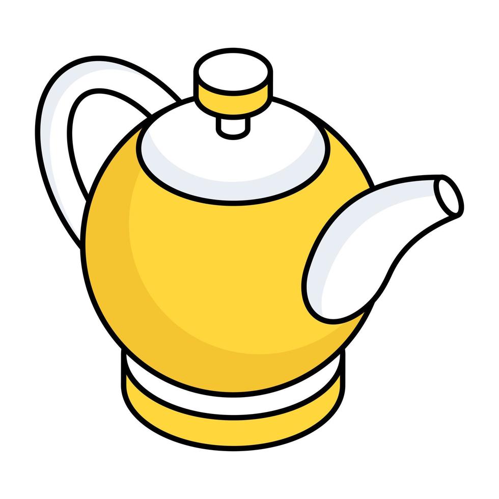 A flat design icon of traditional teapot vector