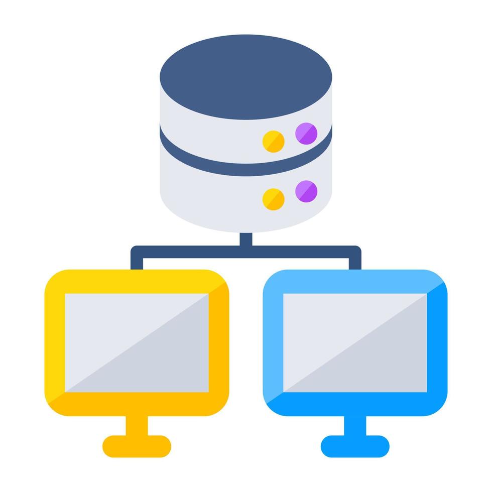 Flat design icon of database connection vector