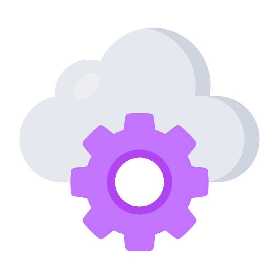 Conceptual flat design icon of cloud setting vector