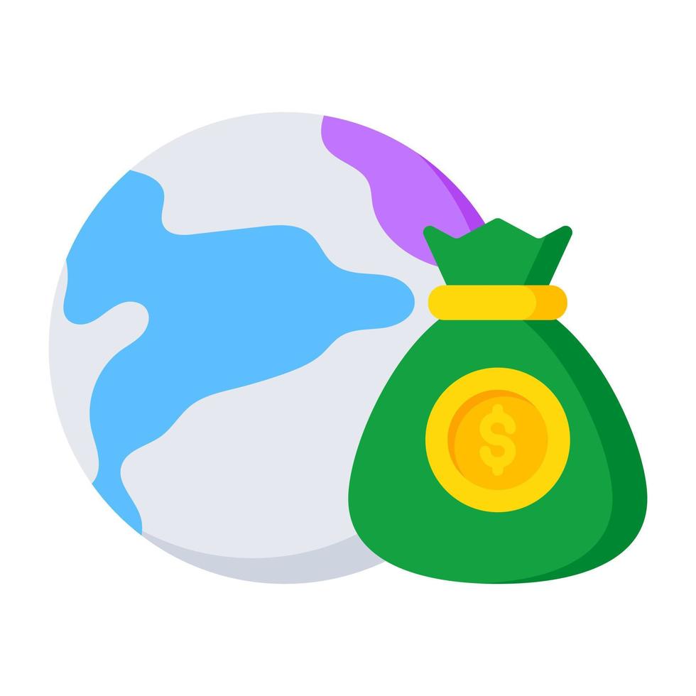 Money bag with globe, vector design of global money