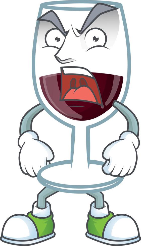 rojo vaso de vino dibujos animados personaje estilo vector