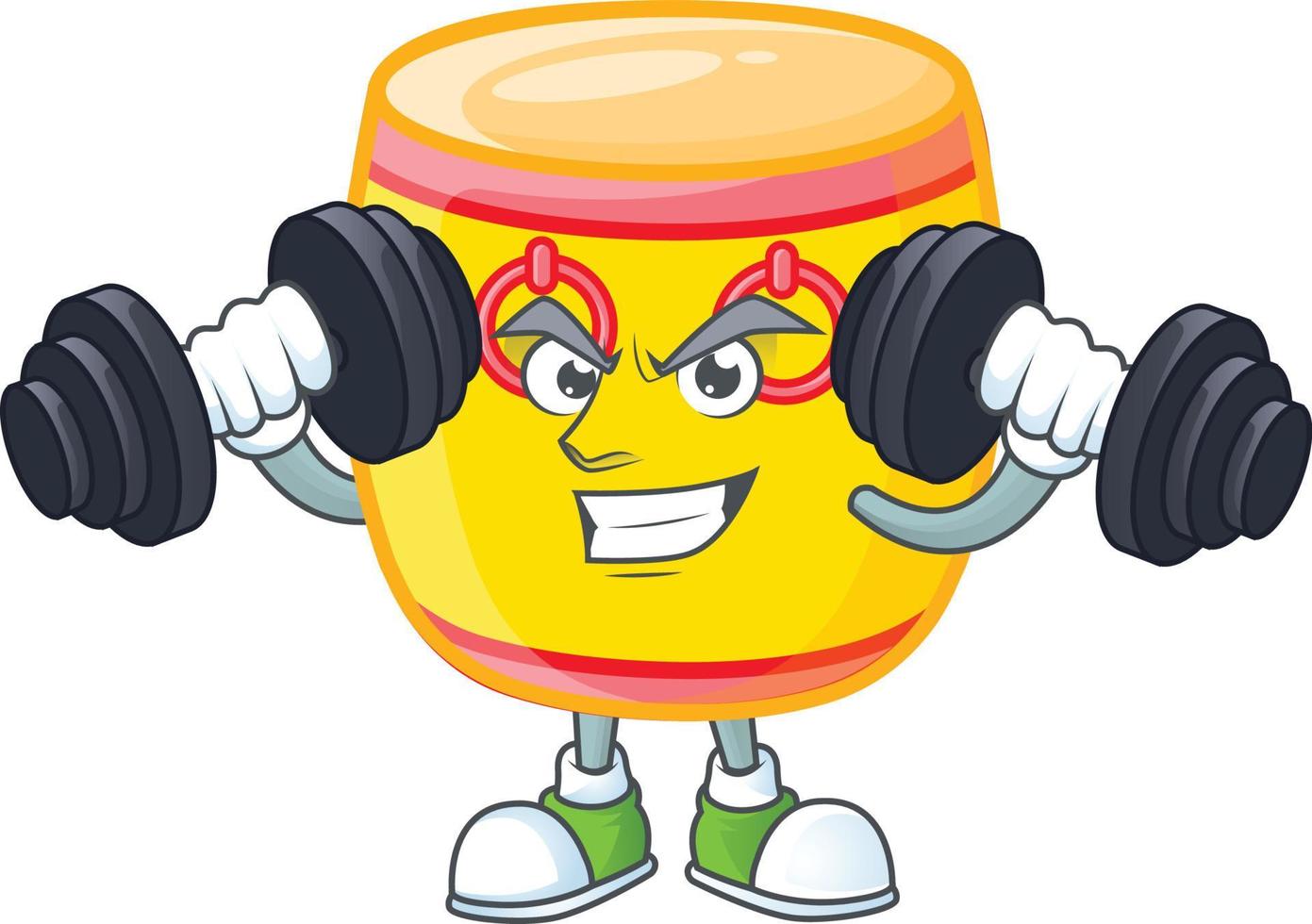 Chinese gold drum cartoon character style vector