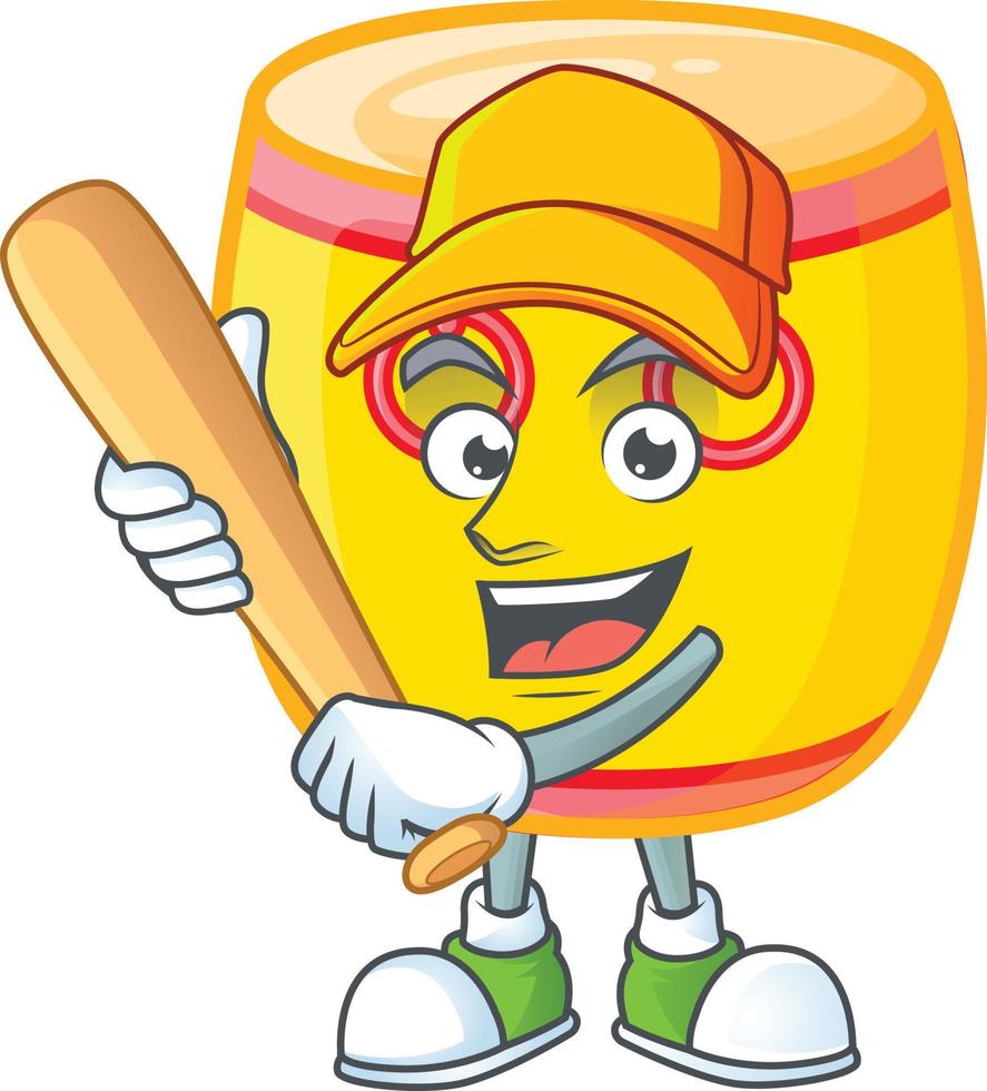 Chinese gold drum cartoon character style vector