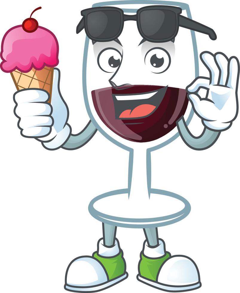 Red glass of wine cartoon character style vector