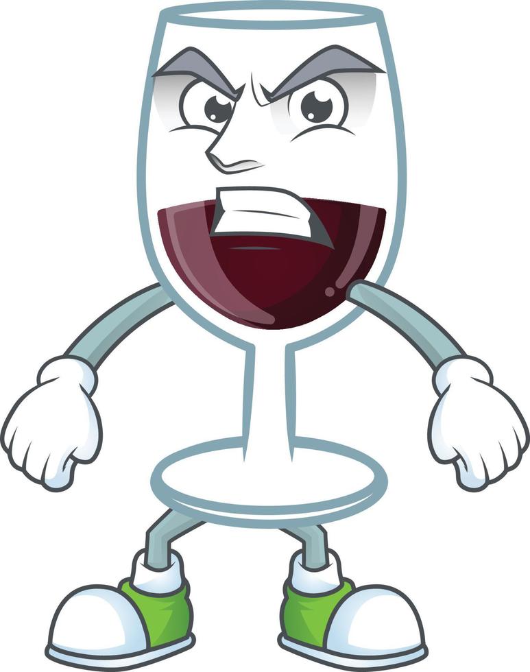 rojo vaso de vino dibujos animados personaje estilo vector