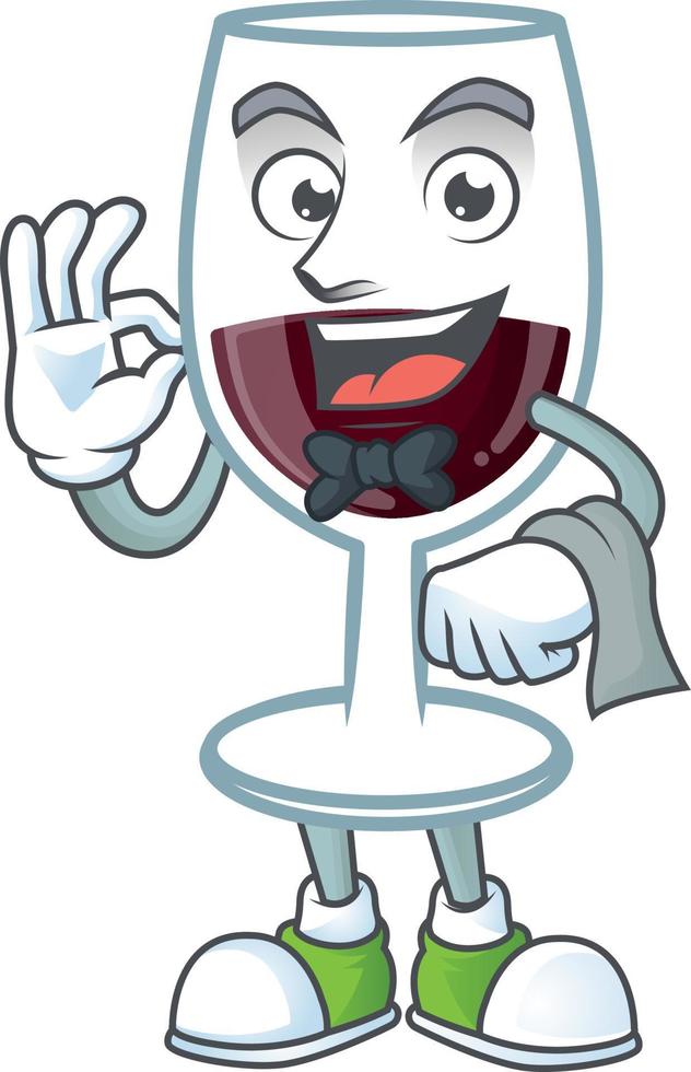 Red glass of wine cartoon character style vector