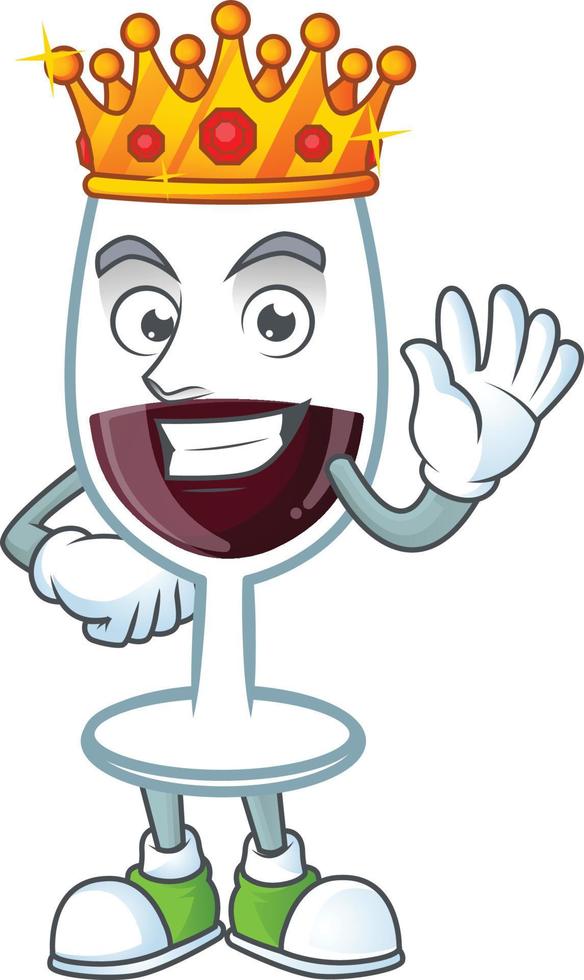 Red glass of wine cartoon character style vector