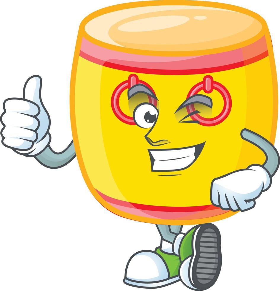 Chinese gold drum cartoon character style vector