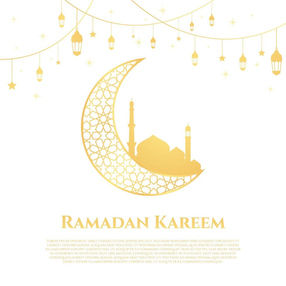 Ramadan kareem design. Ramadan vector illustration with mosque and lantern. Islamic background for holy month ramadan celebration