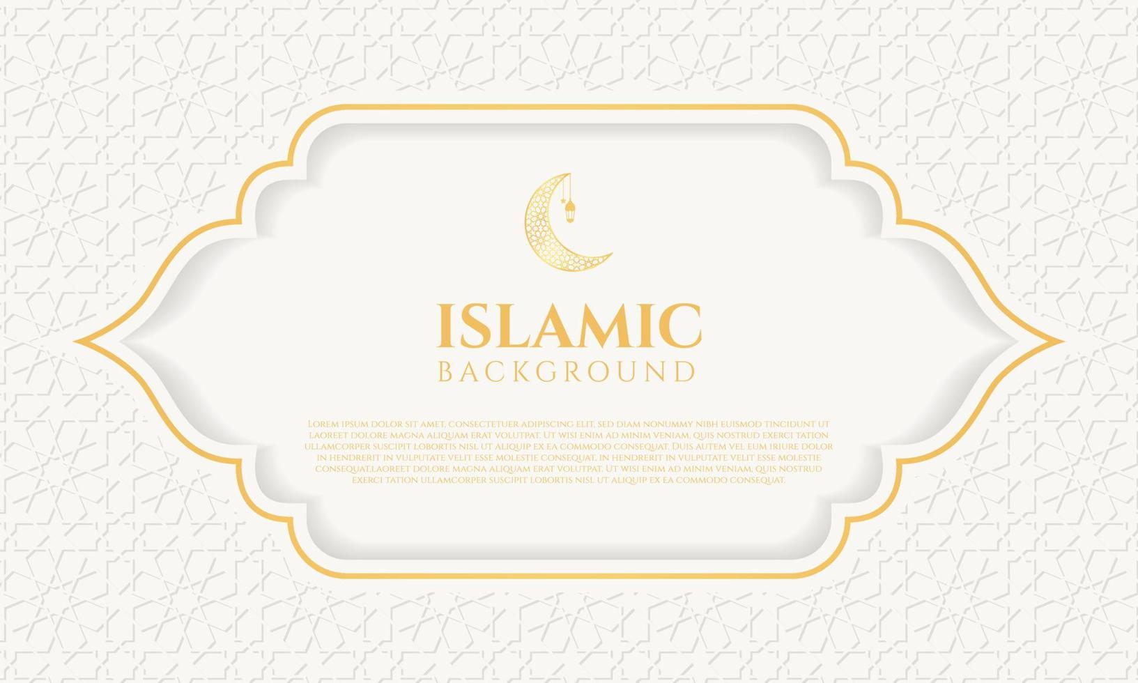 islámico antecedentes para Ramadán. lujo dorado resumen blanco antecedentes. modelo para bandera, saludo tarjeta, póster, publicidad vector