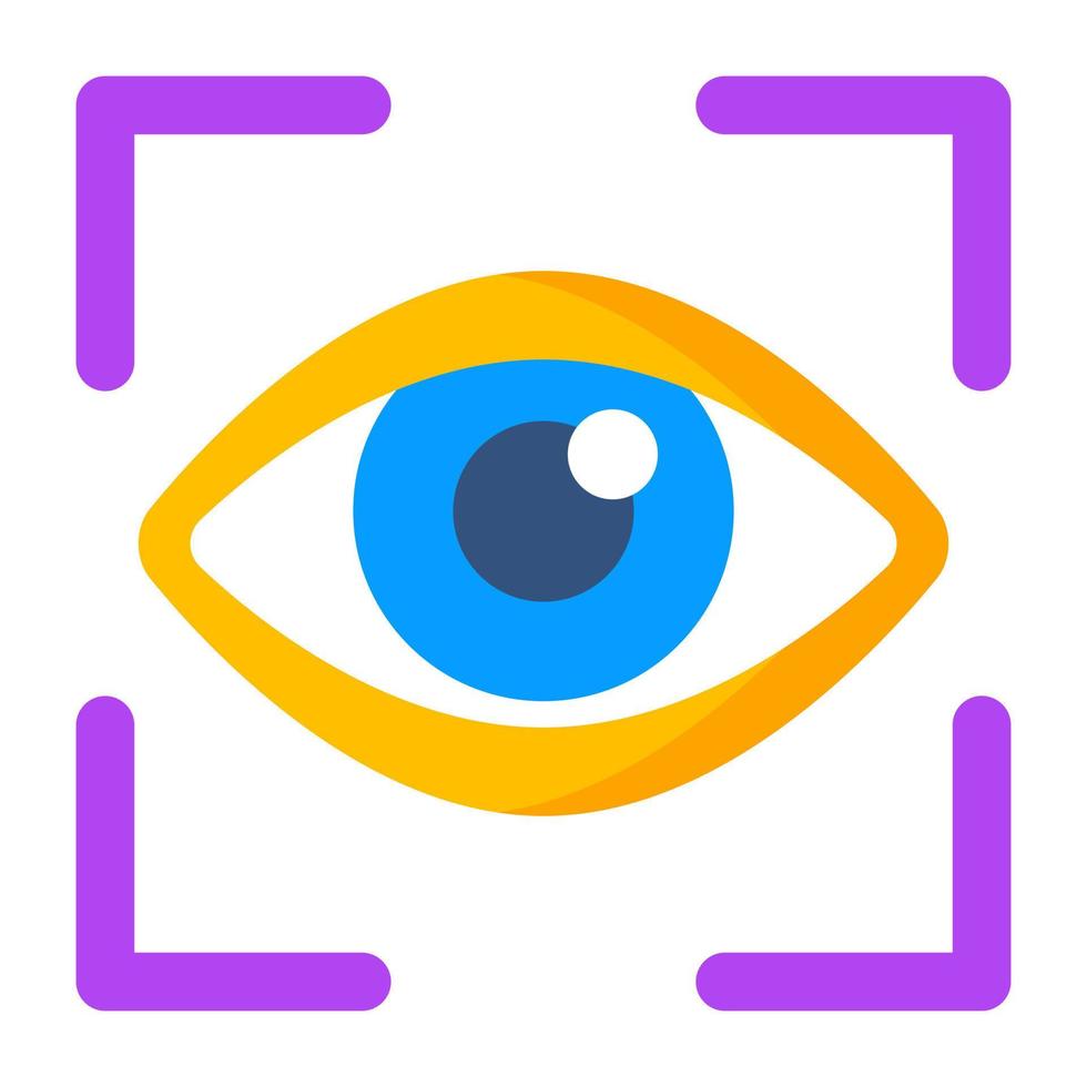 A colored design icon of iris recognition vector