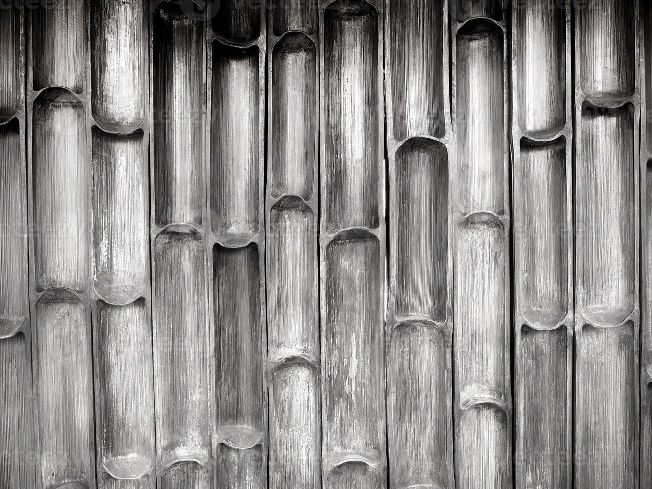 Black and white image, Texture of natural Bamboo trunk cut into long half and weave together make a wall, abstract look, vertical line, monotone photo